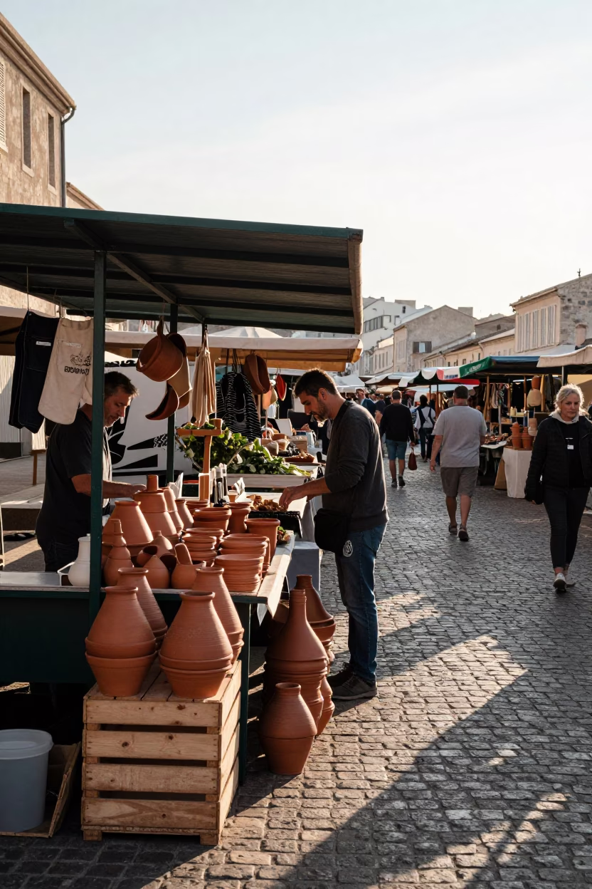 Market Scene in Marseille at As First Light Reaches The Scene in in Marseille, France