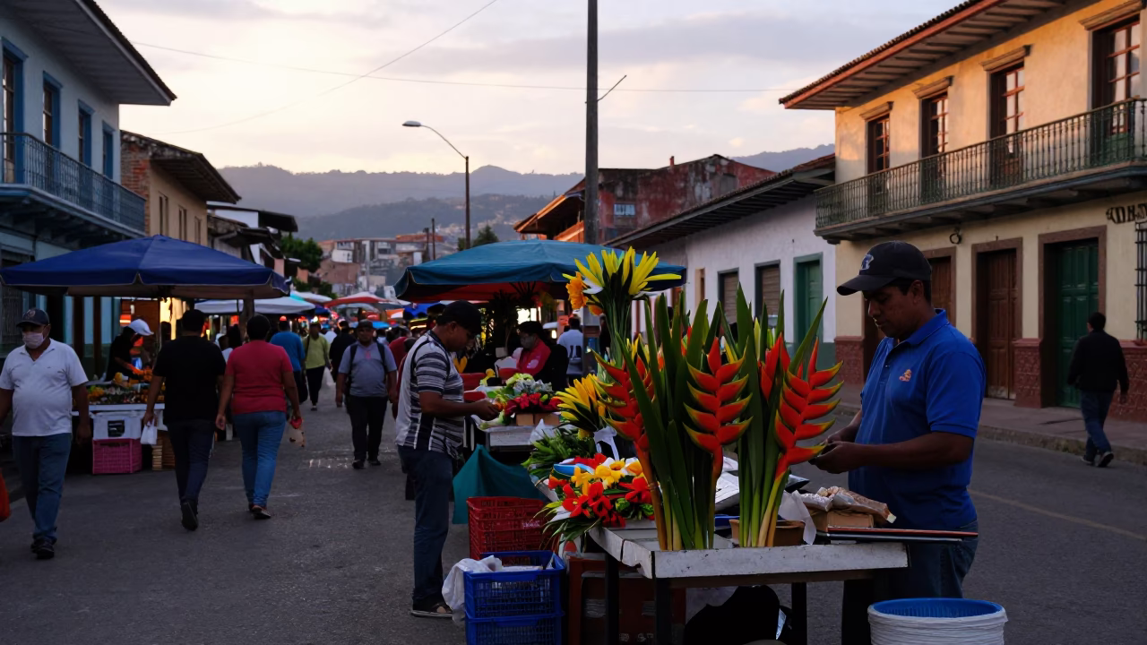 Market Scene in Medellin at First Light Of Dawn in in Medellin, Colombia