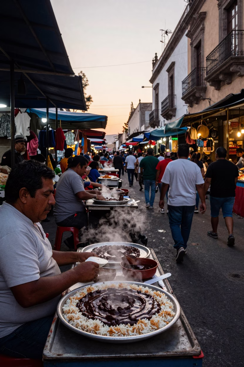 Market Scene in Mexico City at The Early Evening Light in in Mexico City, Mexico
