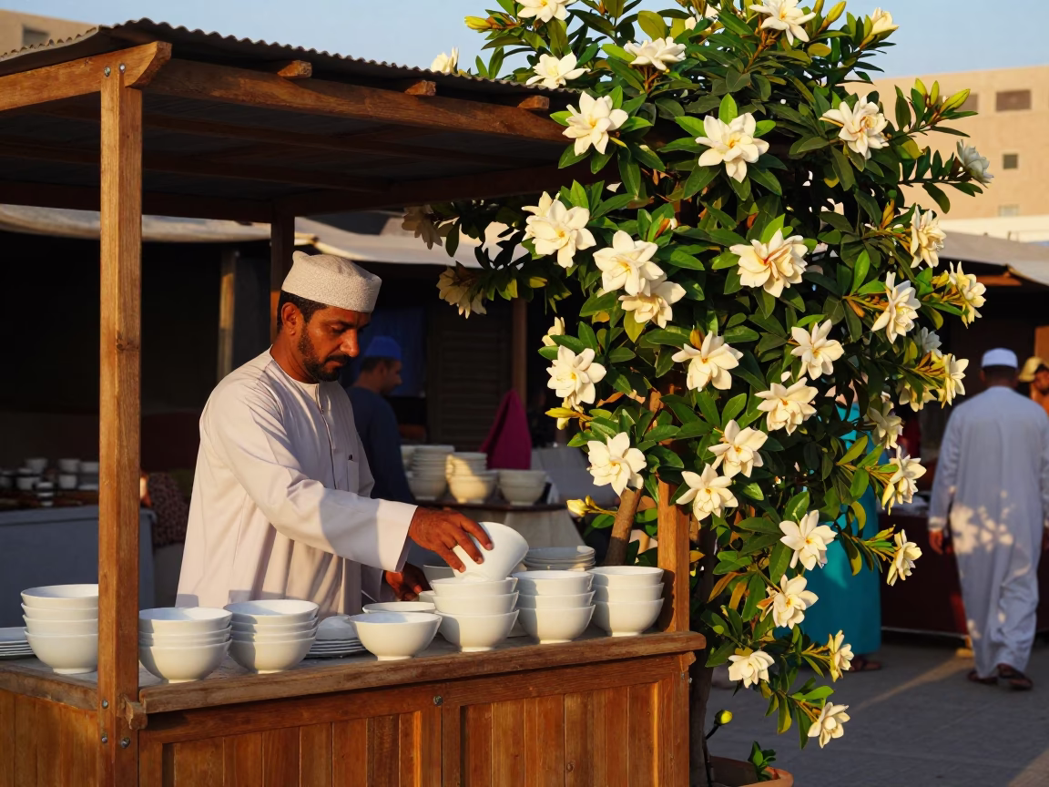 Market Scene in Muscat at The Early Evening Light in in Muscat, Oman