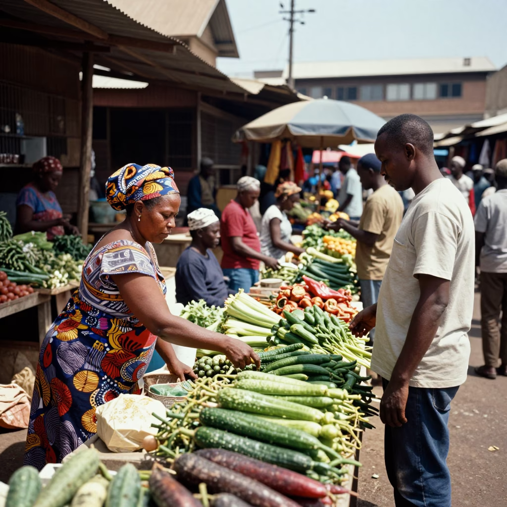Market Scene in Nairobi at Midday Light in in Nairobi, Kenya