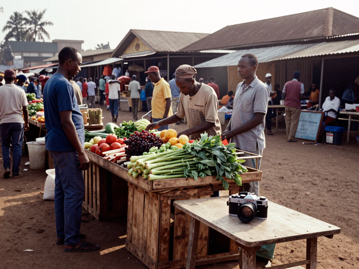 Market Scene in Nairobi at The Late Morning Light in in Nairobi, Kenya