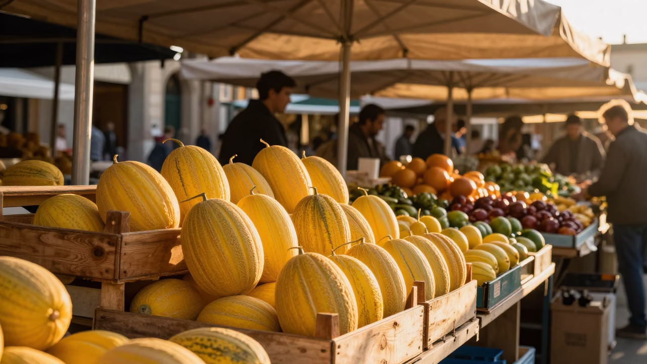 Market Scene in Nice at Honeyed Evening Light in in Nice, France