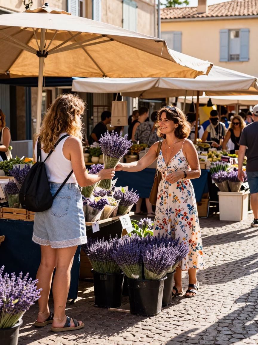 Market Scene in Nice at The Late Afternoon Light in in Nice, France