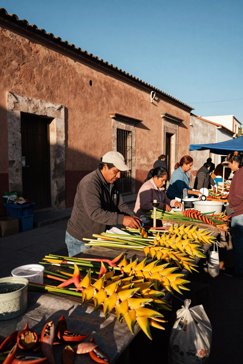 Market Scene in Oaxaca at Clear Late-afternoon Light in in Oaxaca, Mexico