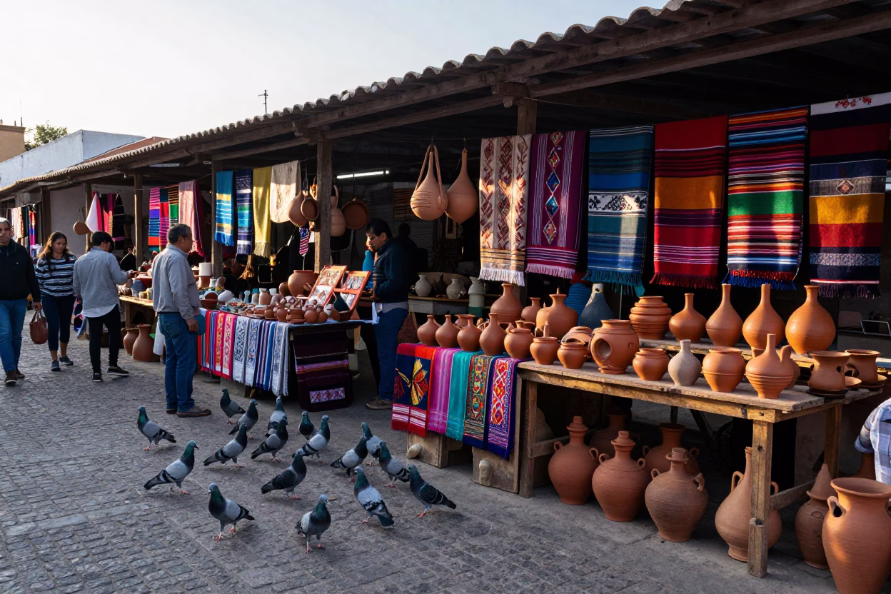 Market Scene in Oaxaca at The Early Morning Light in in Oaxaca, Mexico
