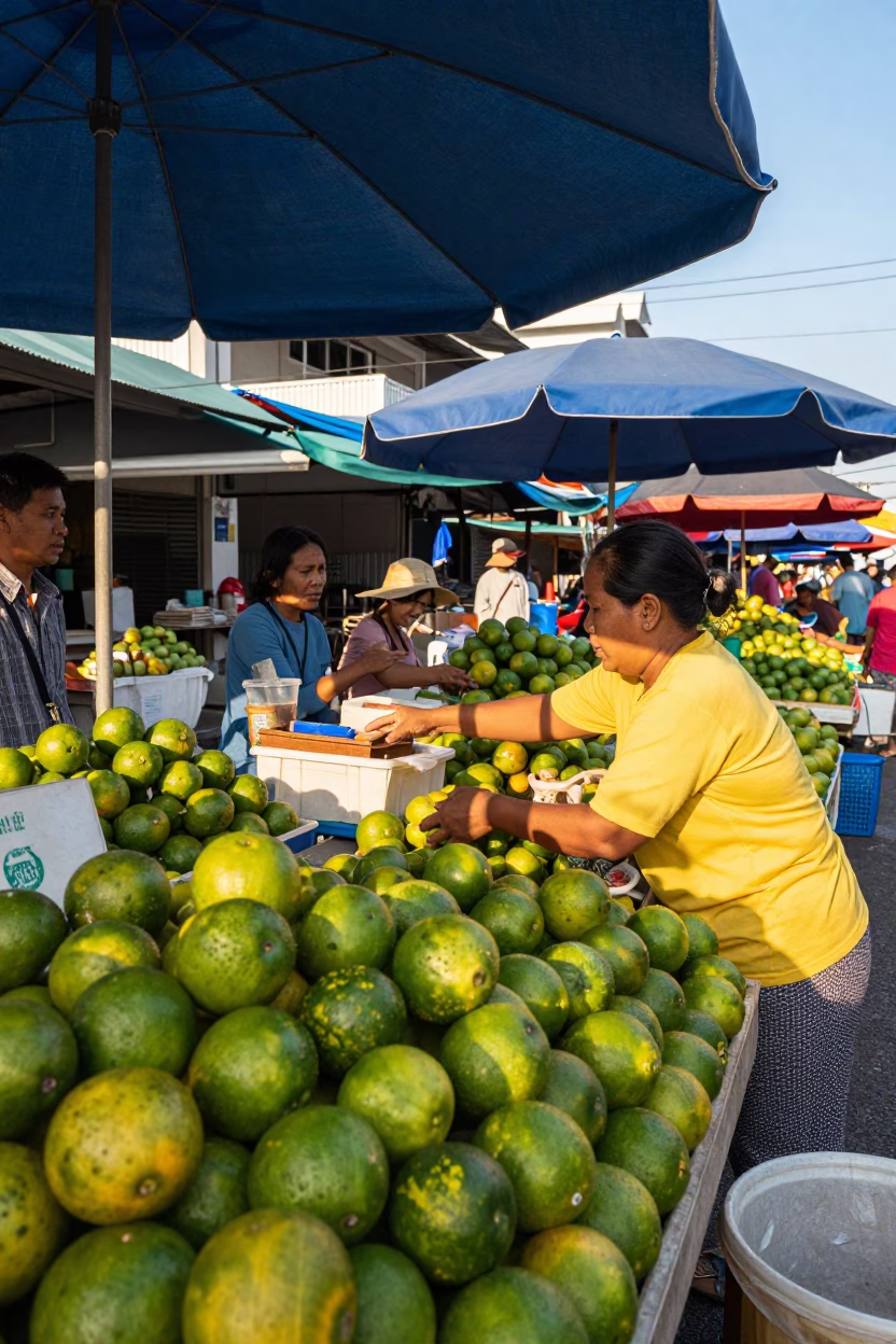 Market Scene in Phuket at Clear Late-afternoon Light in in Phuket, Thailand