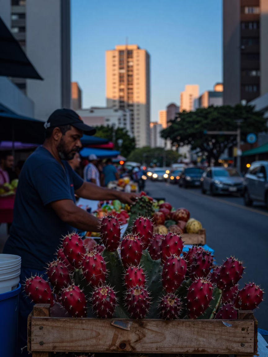 Market Scene in São Paulo at The Still Hours Before Dawn Light in in São Paulo, Brazil