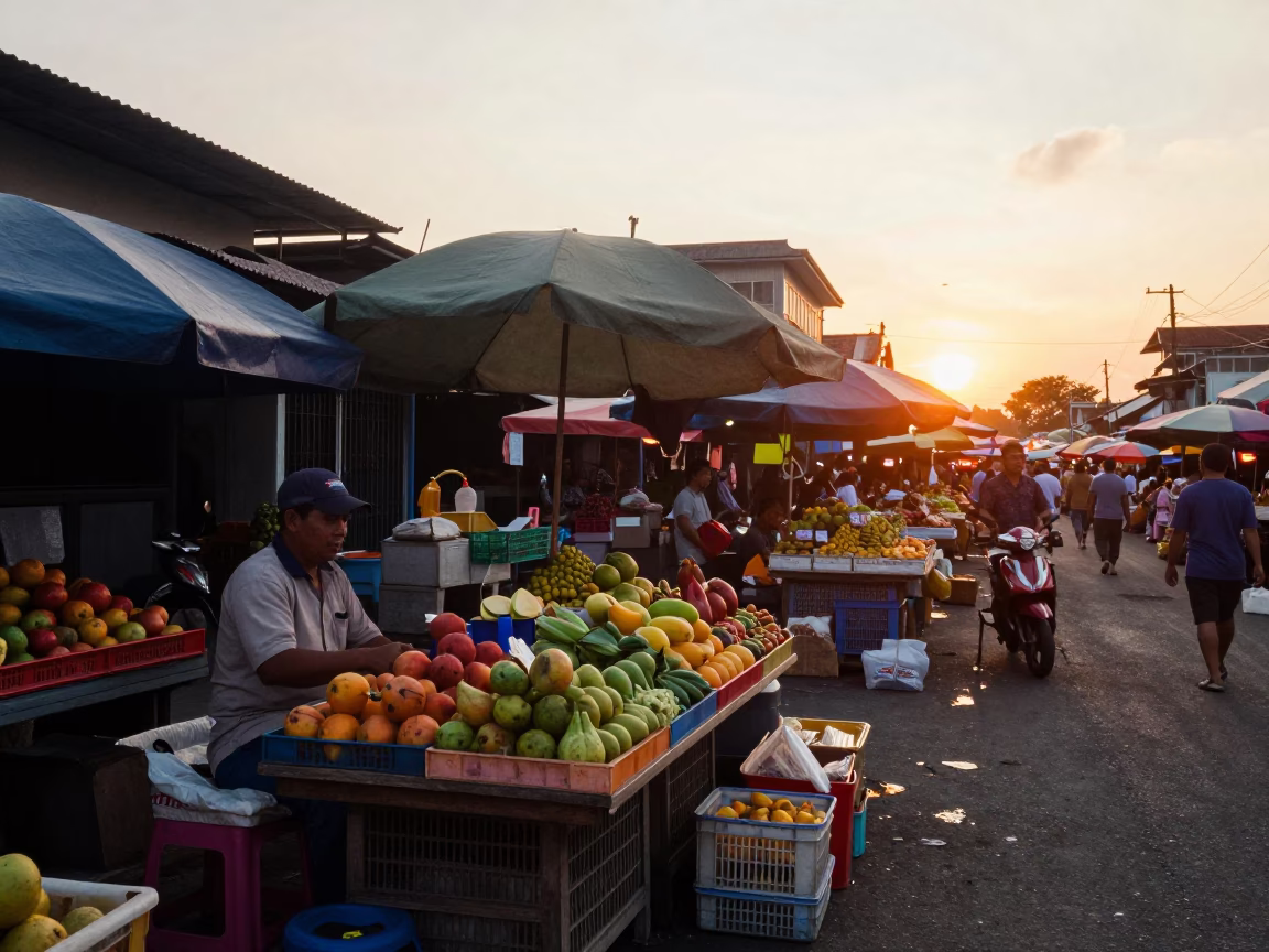 Market Scene in Surabaya at Sunset Light in in Surabaya, Indonesia