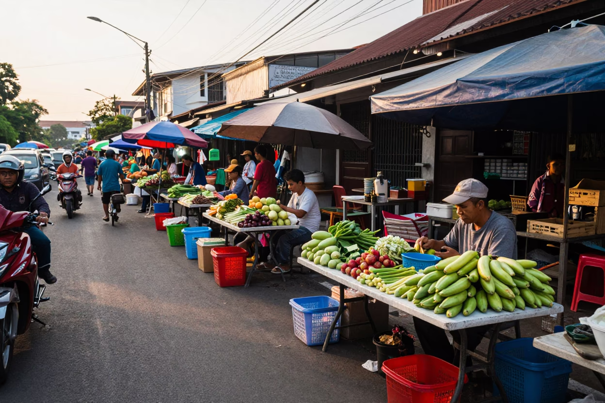 Market Scene in Surabaya at The Late Afternoon Light in in Surabaya, Indonesia