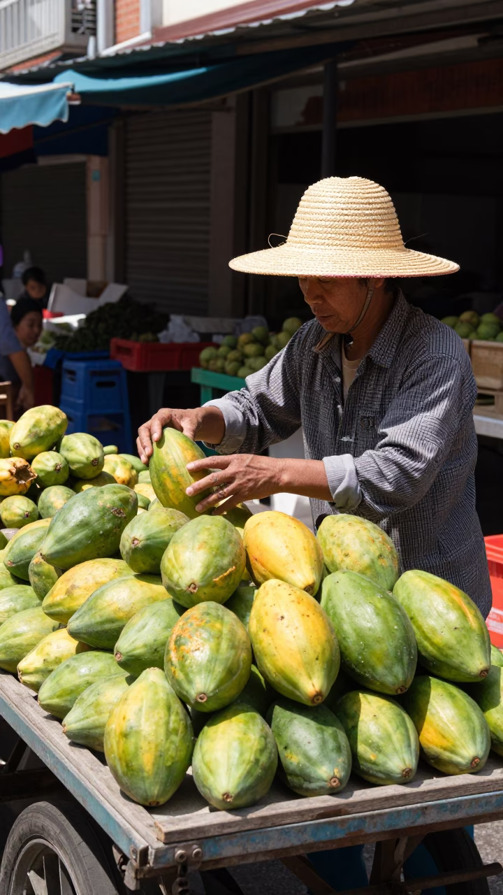 Market Scene in Tainan at Midday Light in in Tainan, Taiwan