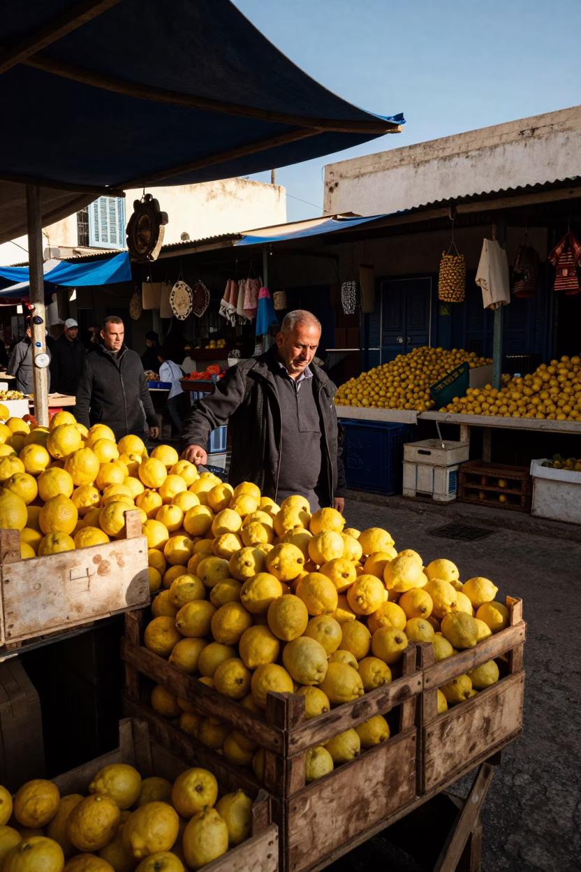 Market Scene in Tunis at The Late Afternoon Light in in Tunis, Tunisia