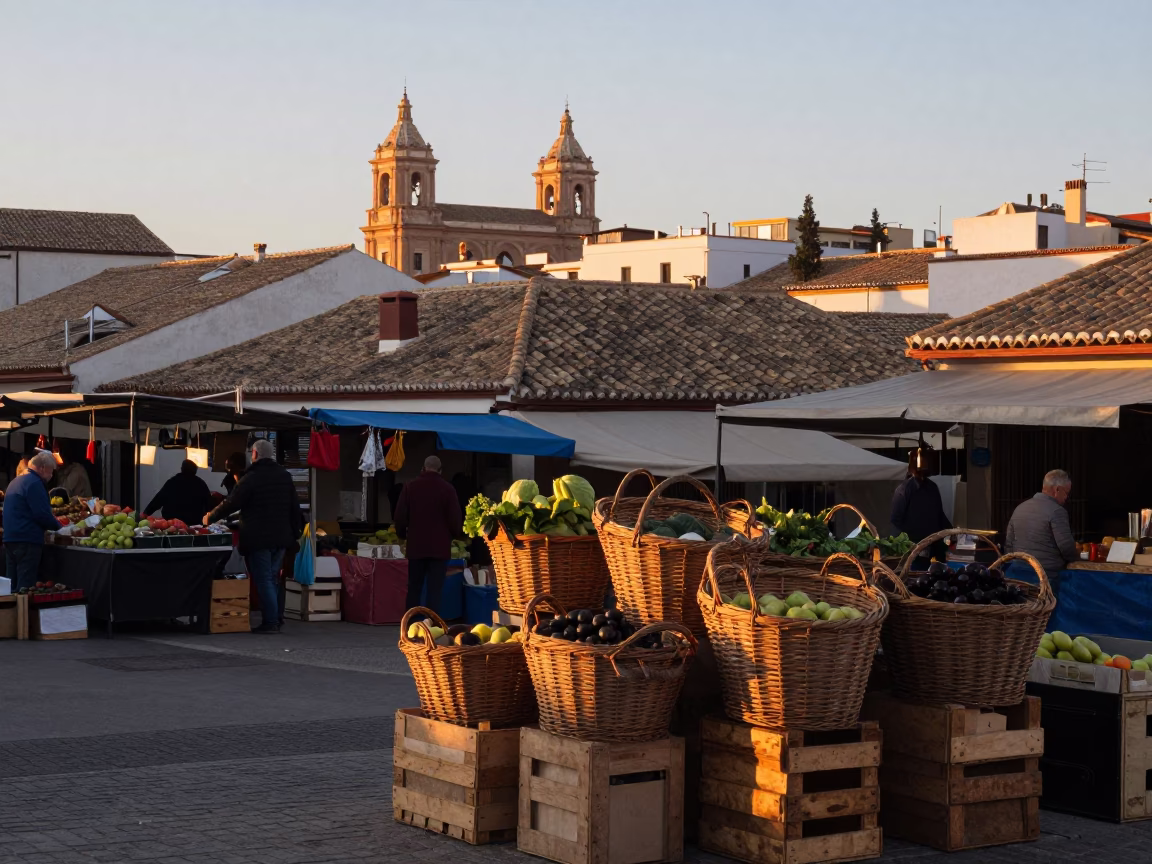 Market Scene in Valencia at First Light Of Dawn in in Valencia, Spain