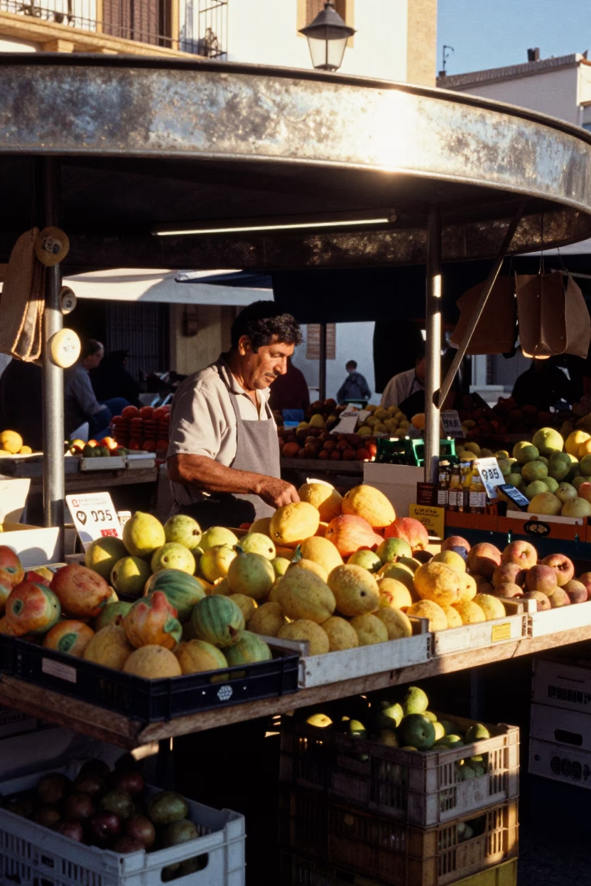 Market Scene in Valencia at The Late Afternoon Light in in Valencia, Spain