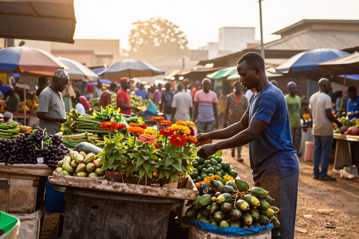 Market Scene just after sunrise in Accra in in Accra, Ghana