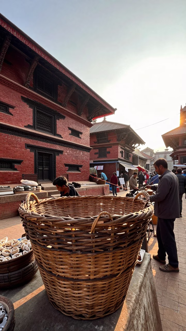 Market Scene just after sunrise in Kathmandu in in Kathmandu, Nepal