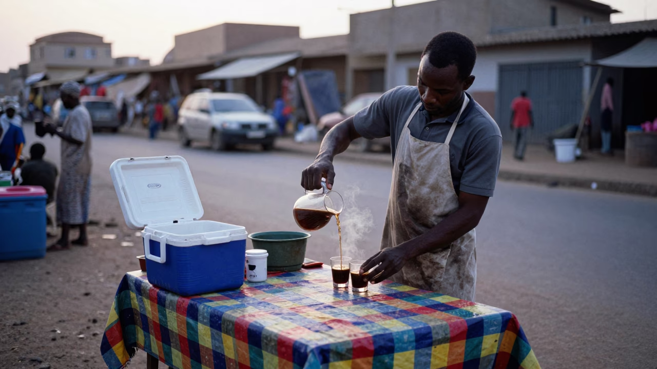 Market Setup in Dakar at Sunrise Light in in Dakar, Senegal