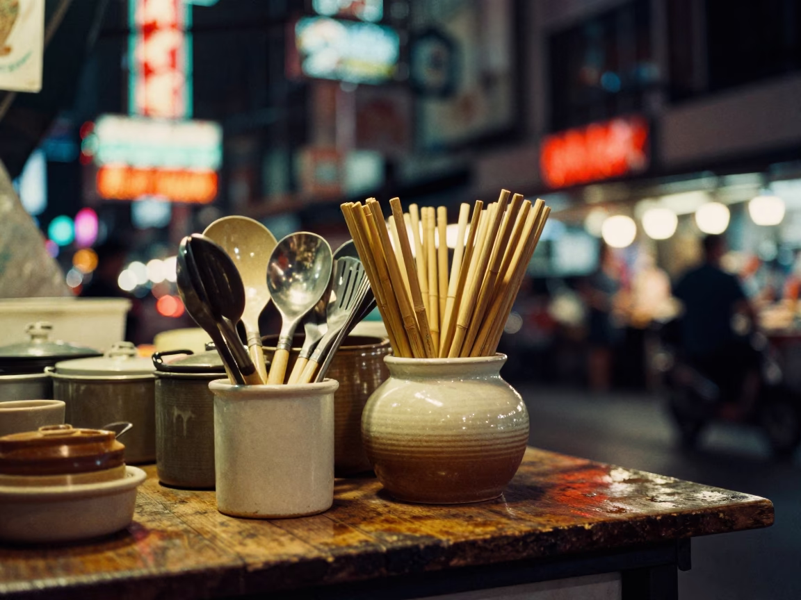 Market Stall after dark in Bangkok in in Bangkok, Thailand