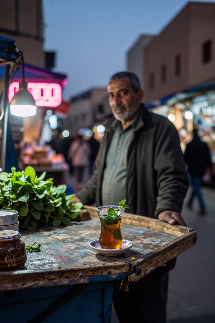 Market Stall after dark in Casablanca in in Casablanca, Morocco