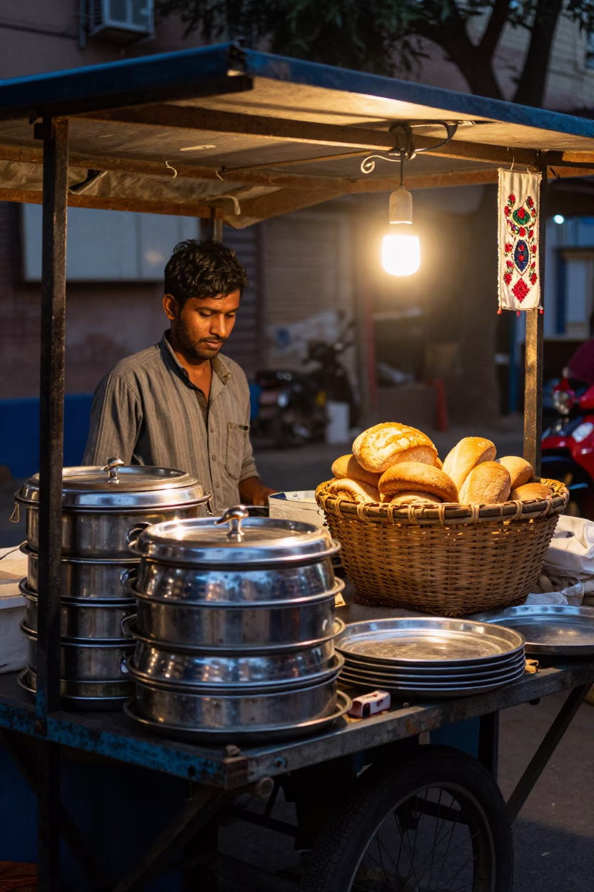 Market Stall after dark in Delhi in in Delhi, India