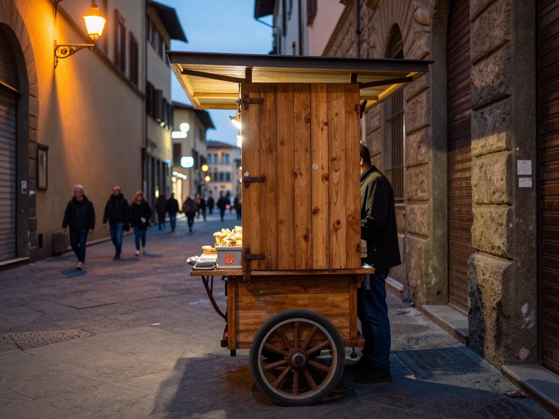 Market Stall after dark in Florence in in Florence, Italy