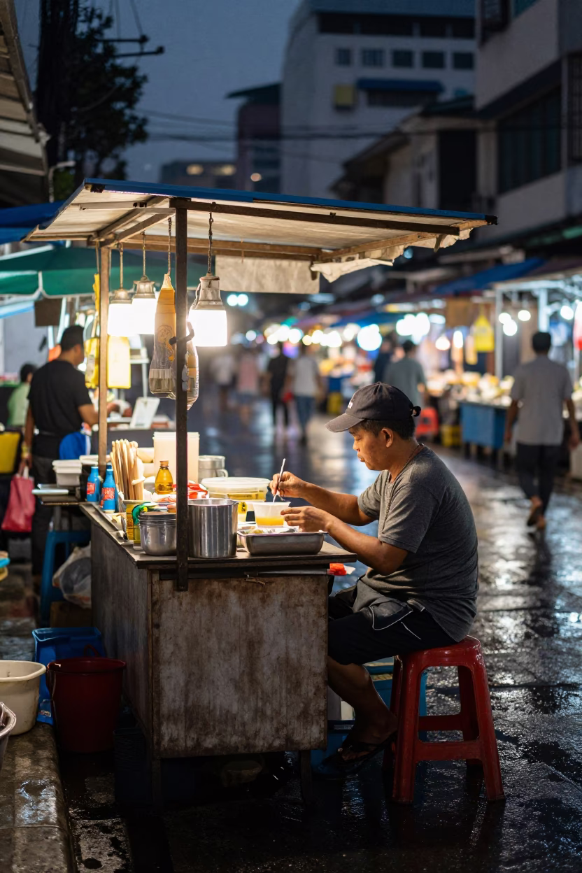 Market Stall after dark in Ho Chi Minh City in in Ho Chi Minh City, Vietnam
