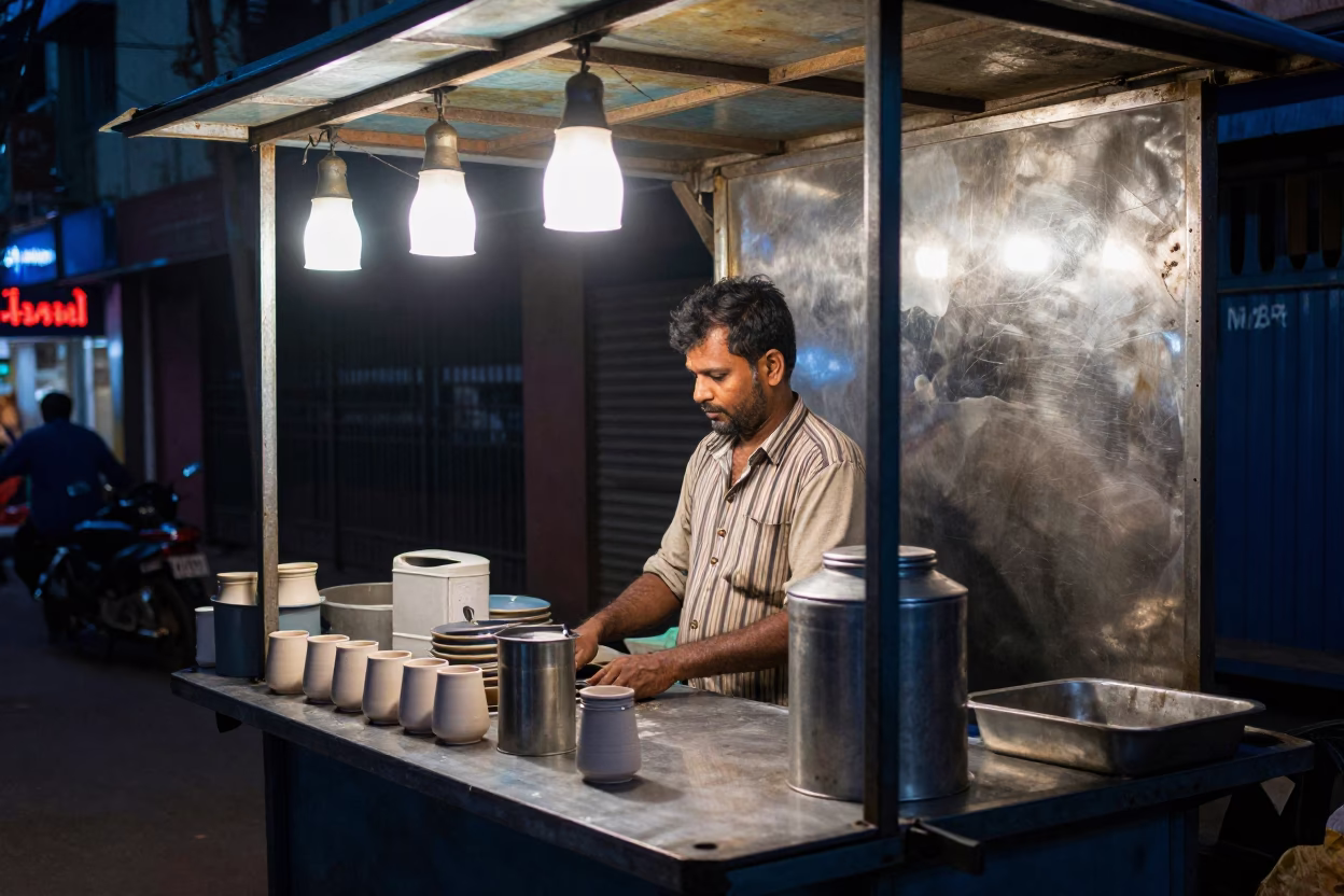 Market Stall after dark in Mumbai in in Mumbai, India