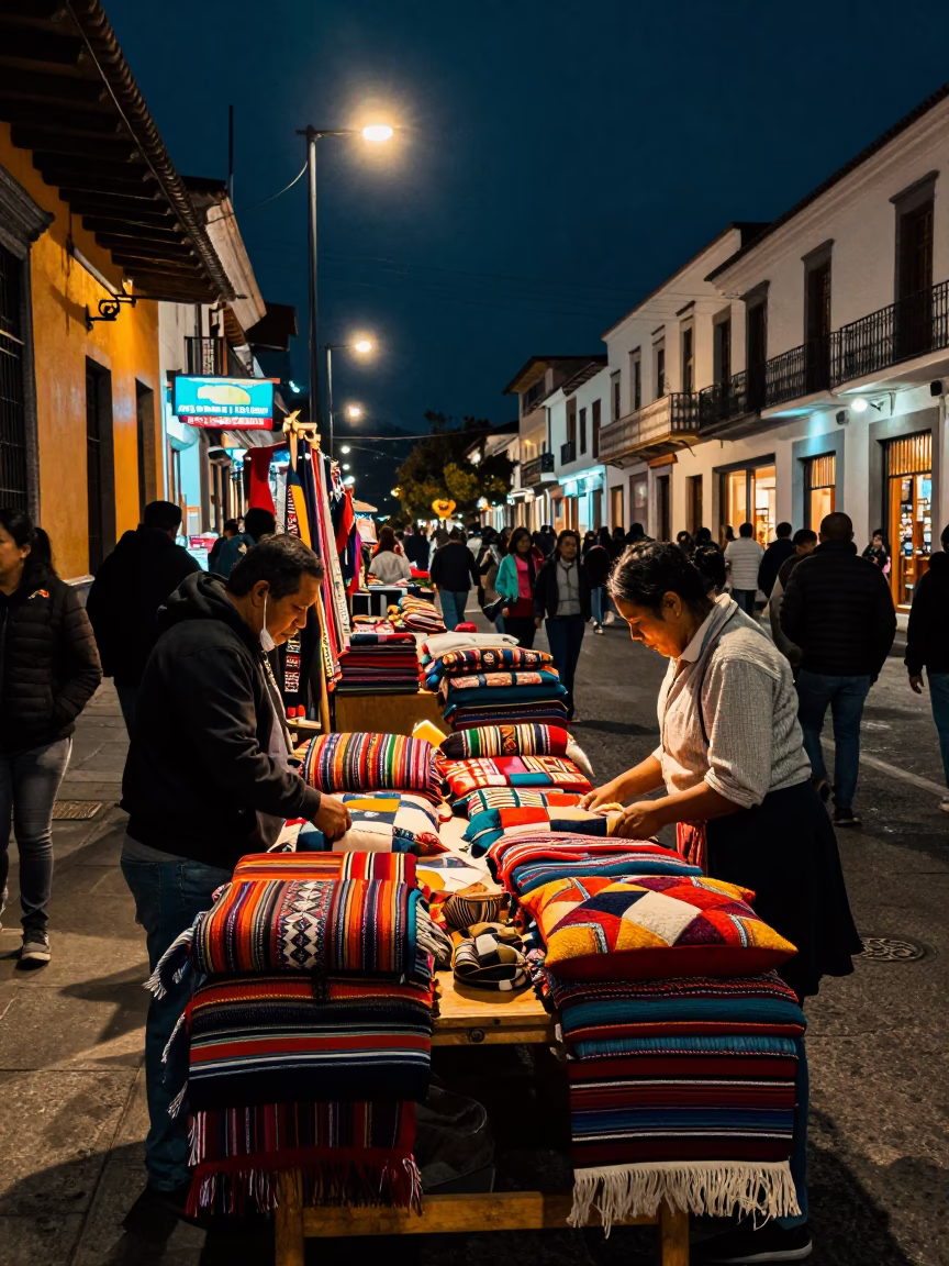 Market Stall after dark in Quito in in Quito, Ecuador