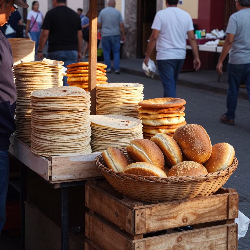 Market Stall at As First Light Reaches The Scene in Guadalajara in in Guadalajara, Mexico