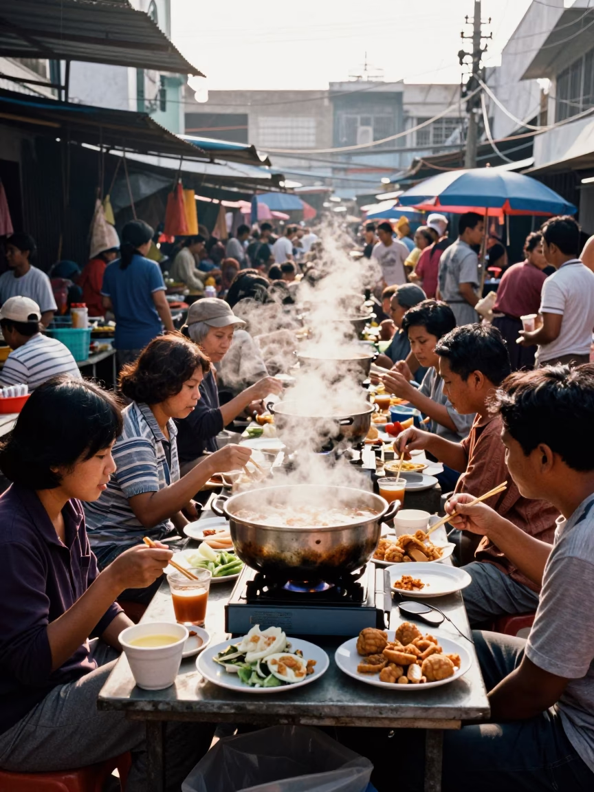 Market Stall at Bright Midmorning Light in Surabaya in in Surabaya, Indonesia