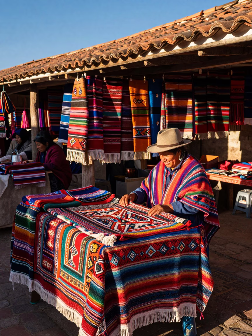Market Stall at Clear Late-afternoon Light in Cusco in in Cusco, Peru