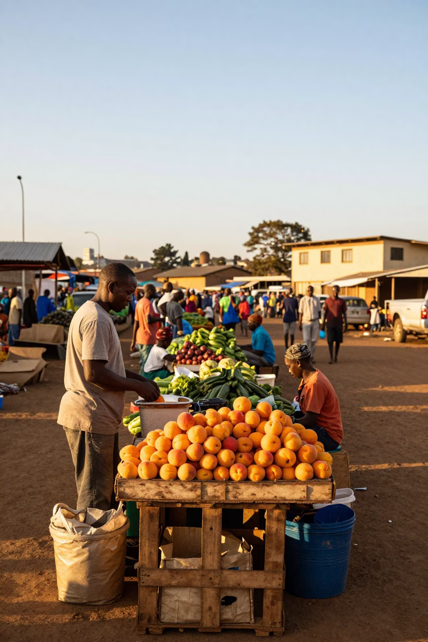 Market Stall at Clear Late-afternoon Light in Johannesburg in in Johannesburg, South Africa