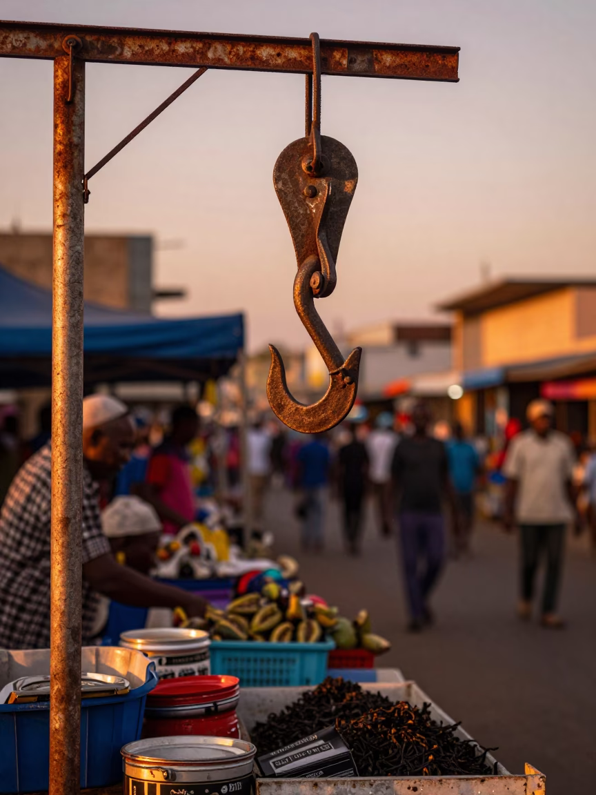 Market Stall at Copper-toned Light Before Dusk in Durban in in Durban, South Africa