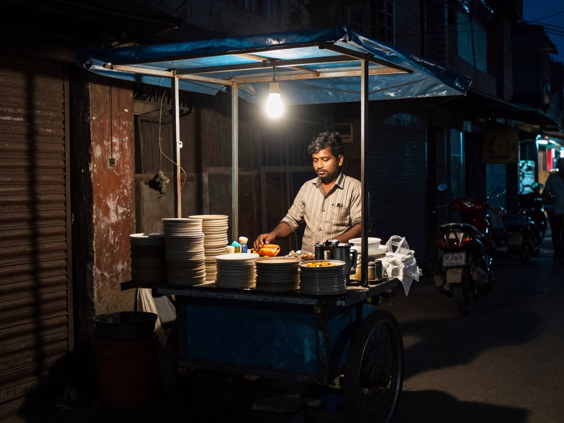 Market Stall at Deep In The Night Light in Hyderabad in in Hyderabad, India