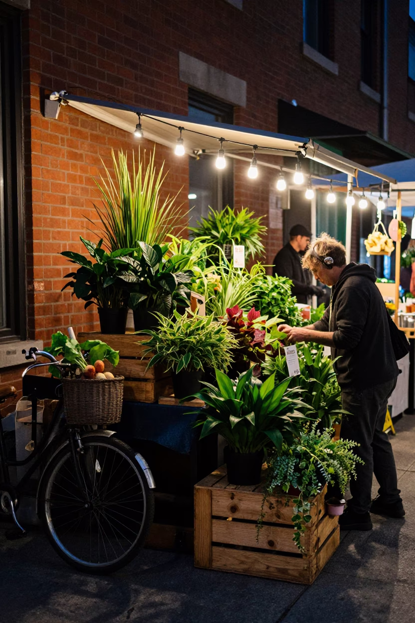 Market Stall at Deep In The Night Light in Toronto in in Toronto, Ontario, Canada