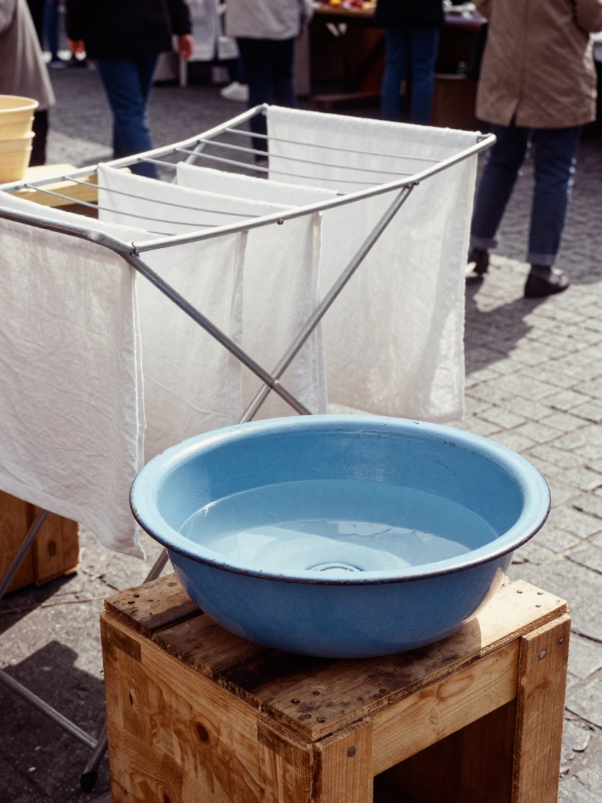 Market Stall at Flat Noon Light in Brussels in in Brussels, Belgium