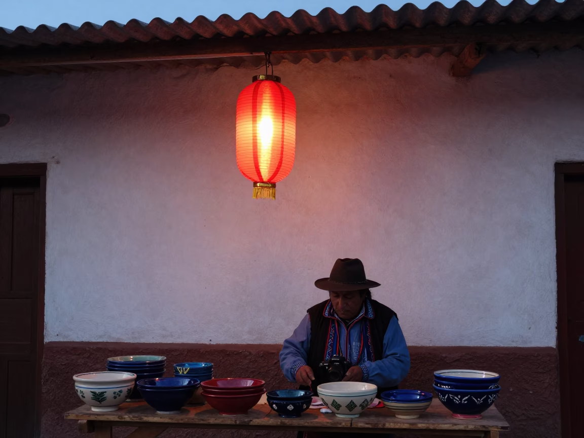 Market Stall at Midnight Light in La Paz in in La Paz, Bolivia