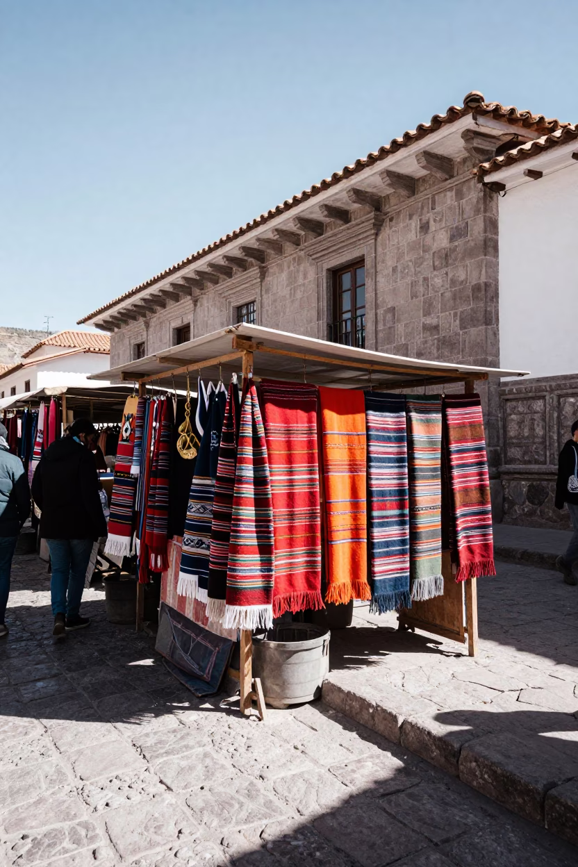 Market Stall at Noon Light in Cusco in in Cusco, Peru