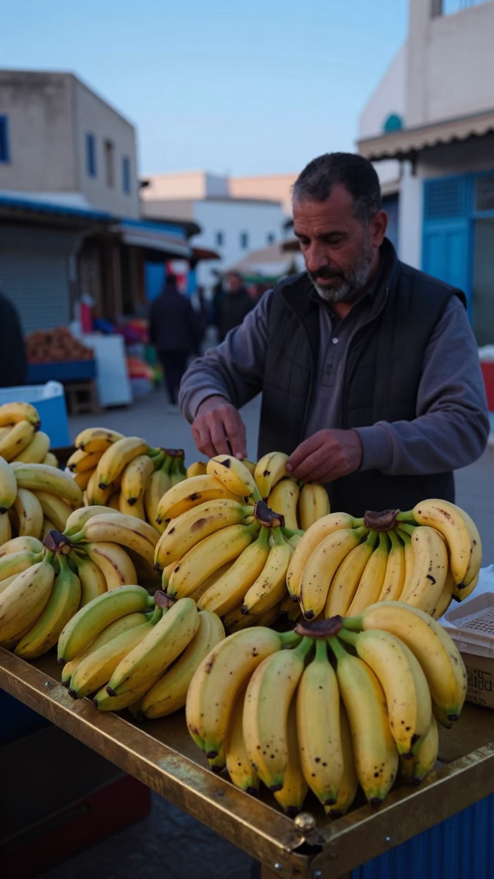Market Stall at Sunrise Light in Tunis in in Tunis, Tunisia