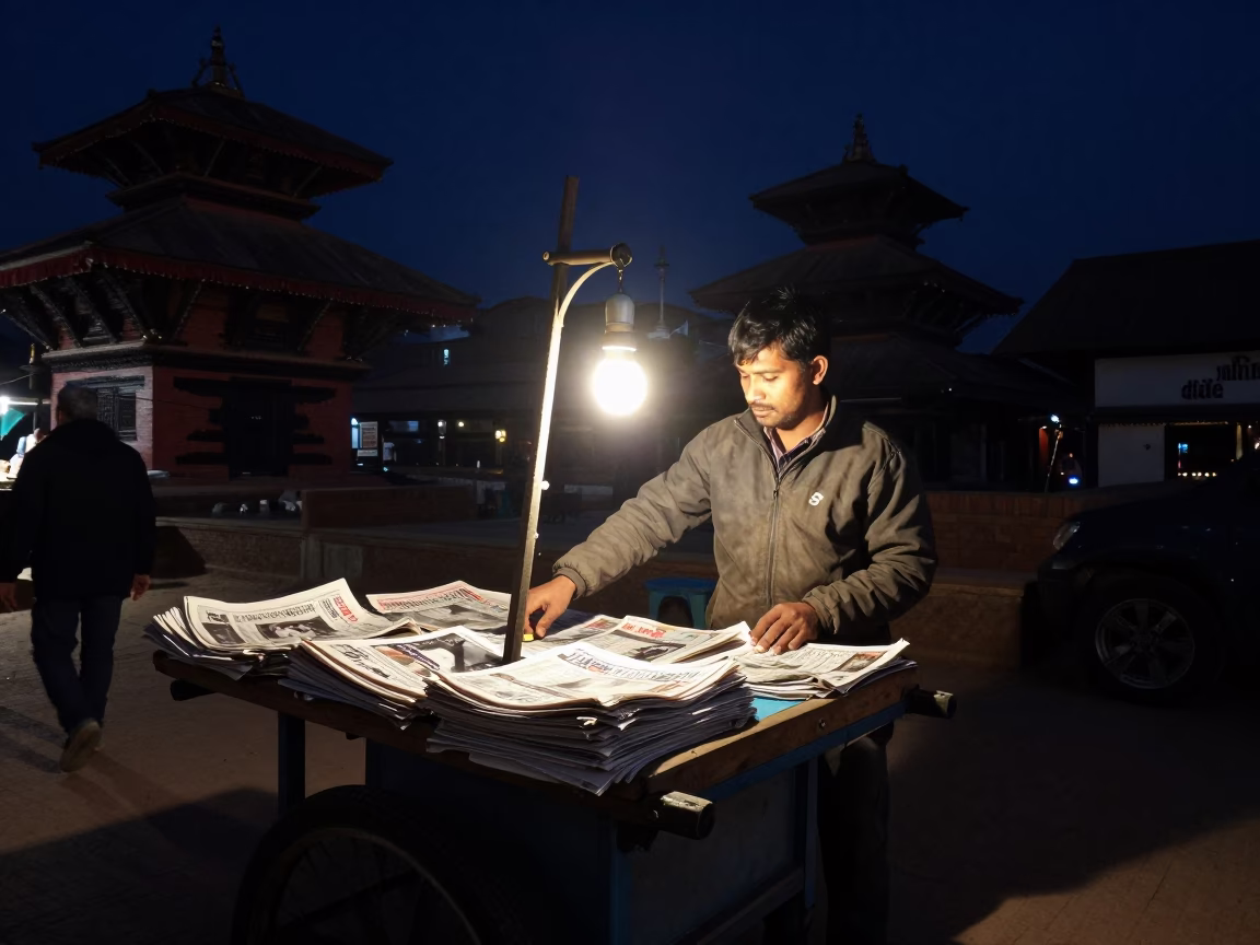 Market Stall at The Deepest Night Sky Light in Kathmandu in in Kathmandu, Nepal