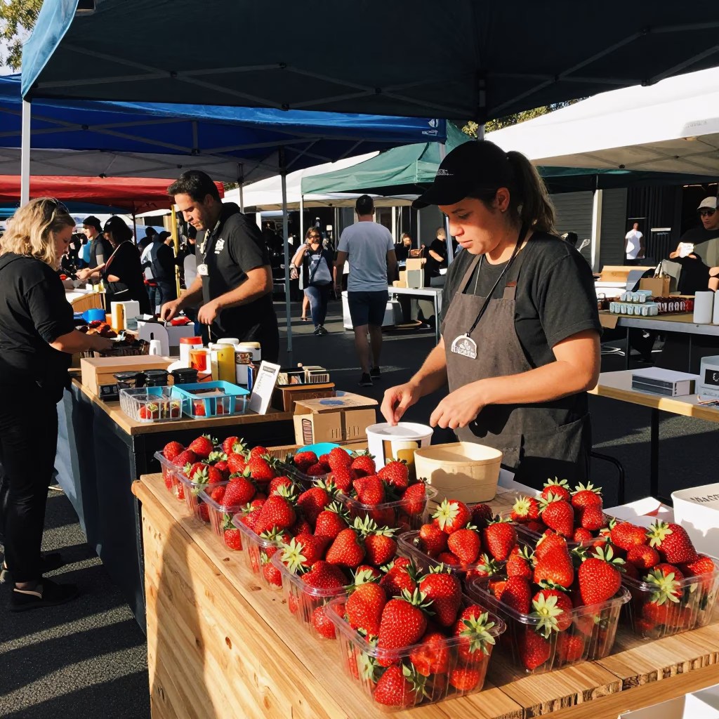 Market Stall at The Early Afternoon Light in Adelaide in in Adelaide, South Australia, Australia