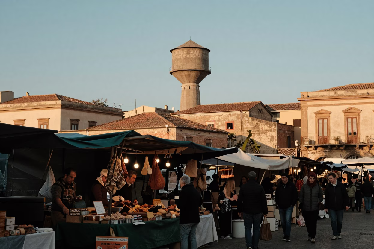 Market Stall at The Early Morning Light in Palermo in in Palermo, Italy