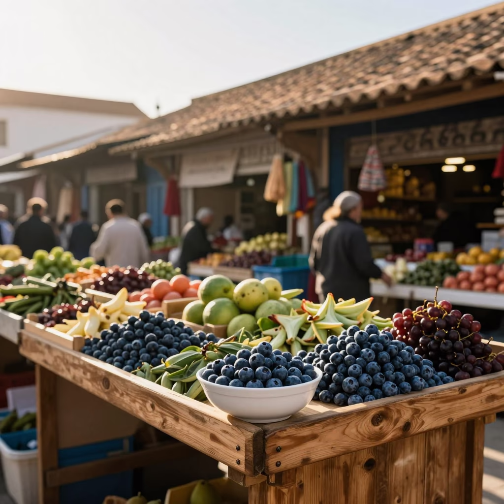 Market Stall at The Early Morning Light in Tunis in in Tunis, Tunisia