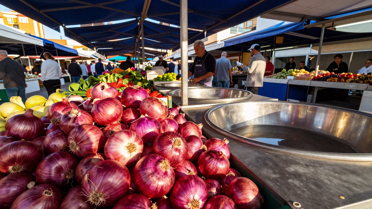 Market Stall at The Late Afternoon Light in Valencia in in Valencia, Spain