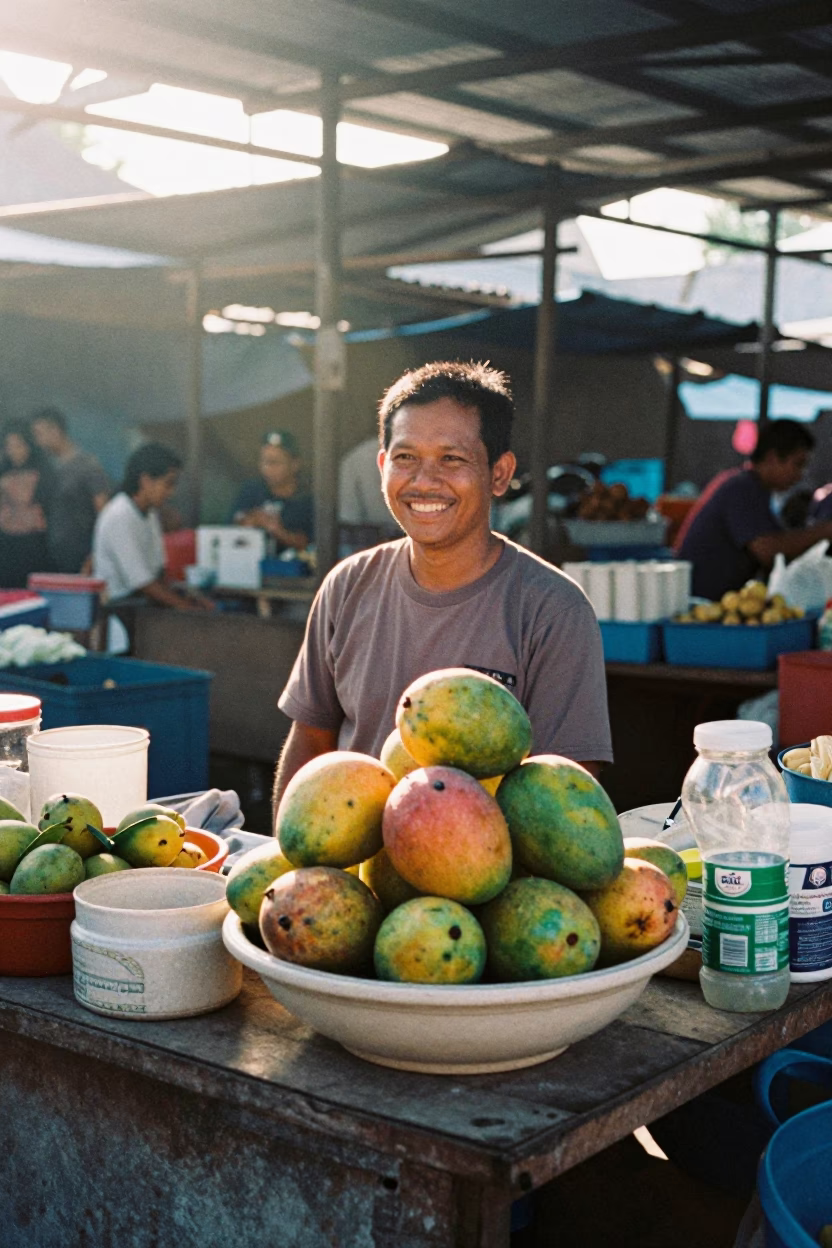 Market Stall at The Late Morning Light in Surabaya in in Surabaya, Indonesia