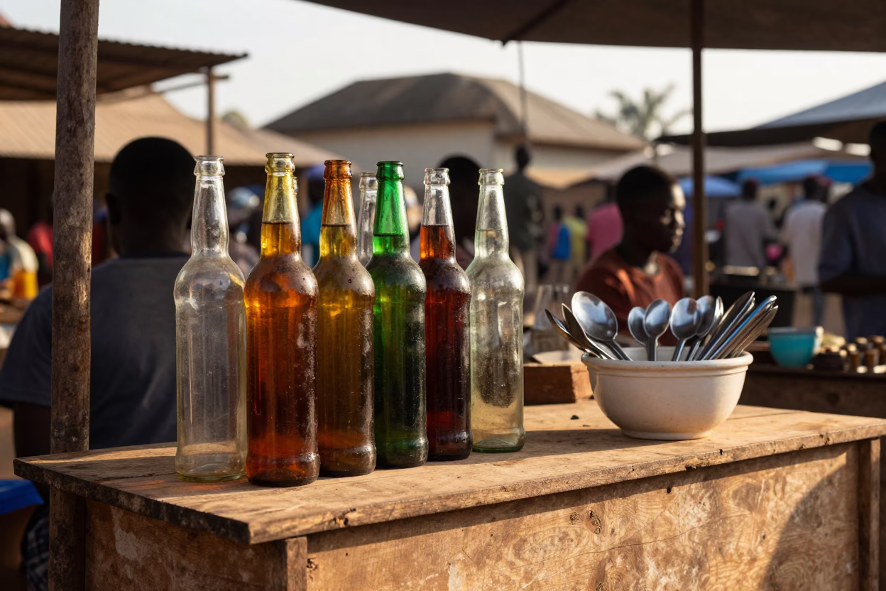 Market Stall in Accra at Clear Late-afternoon Light in in Accra, Ghana