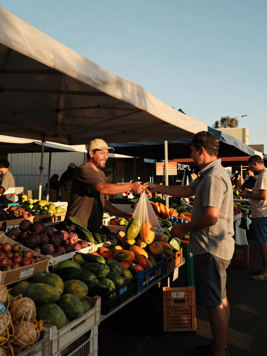 Market Stall in Adelaide at Golden Hour in in Adelaide, South Australia, Australia