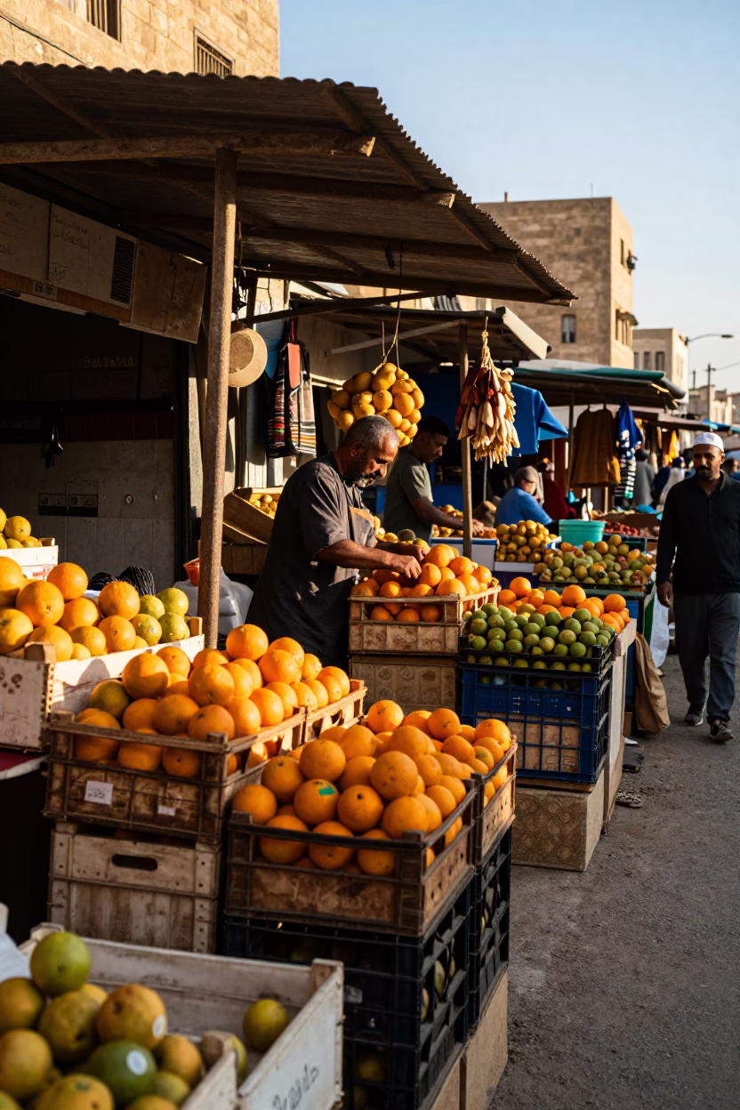 Market Stall in Alexandria at Clear Late-afternoon Light in in Alexandria, Egypt