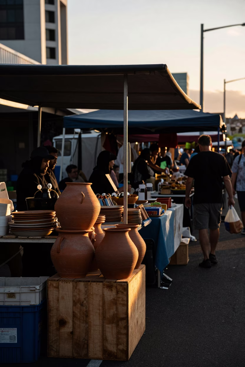 Market Stall in Auckland at Golden Hour in in Auckland, New Zealand