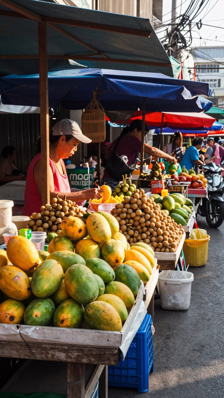 Market Stall in Bangkok at The Early Afternoon Light in in Bangkok, Thailand